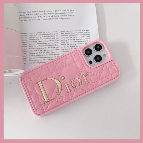 ファッションゴールドロゴレザーiPhoneケース