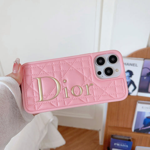 ファッションゴールドロゴレザーiPhoneケース