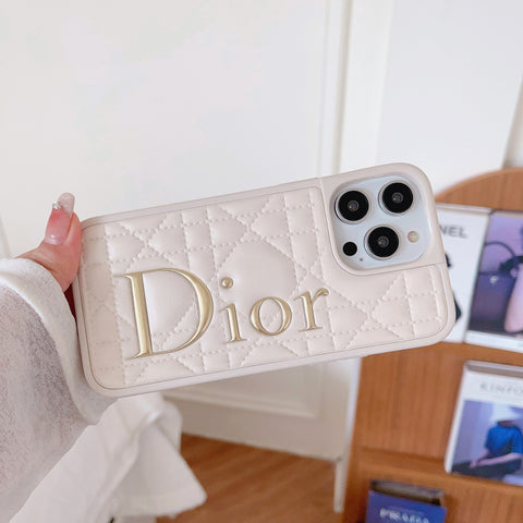 ファッションゴールドロゴレザーiPhoneケース