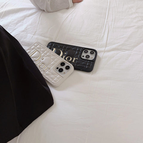 ファッションゴールドロゴレザーiPhoneケース