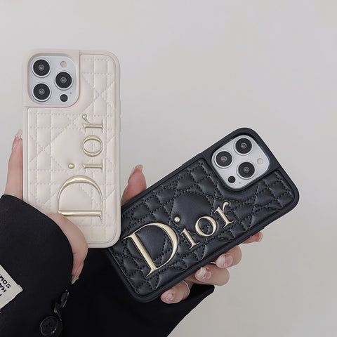 ファッションゴールドロゴレザーiPhoneケース