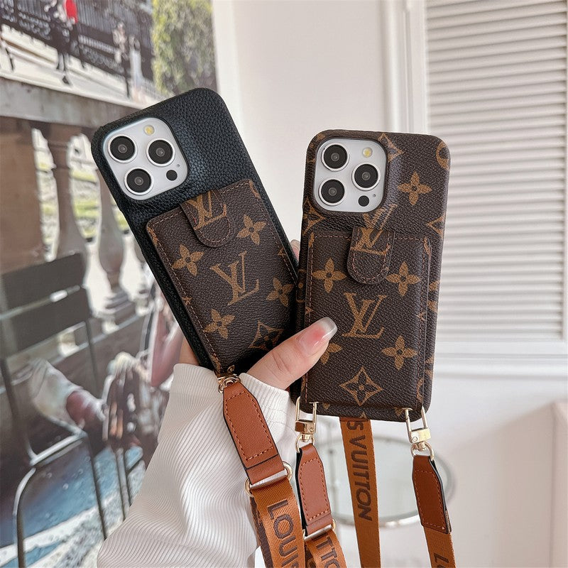 Luksusowa torba na karty z łańcuszkiem na ramię. Etui na iPhone'a