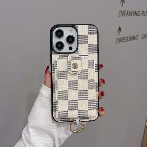 Capa para iPhone de cor clássica com bolsa de cartão luxuosa