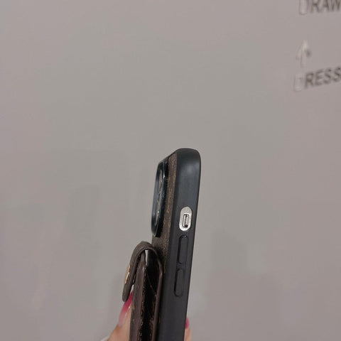 Capa para iPhone de cor clássica com bolsa de cartão luxuosa