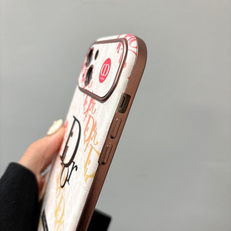 Modische iPhone-Hülle aus Leder in Weiß und Braun