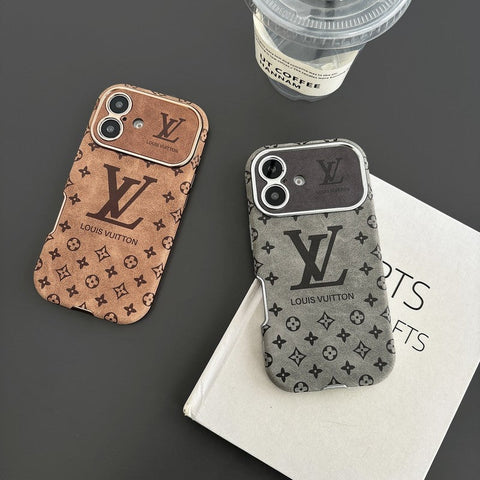 ラグジュアリーなブラウン&ブラックカラーのレザーiPhoneケース