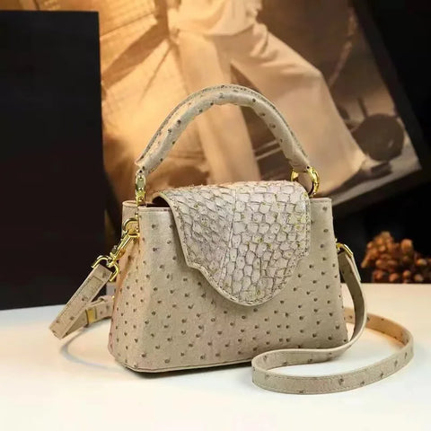 Luxuriöse High-End-Handtasche – Frühlingsmode-Umhängetasche mit Straußenmuster