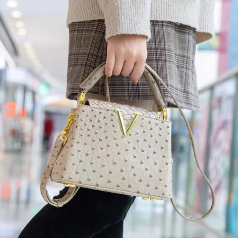 Luxuriöse High-End-Handtasche – Frühlingsmode-Umhängetasche mit Straußenmuster