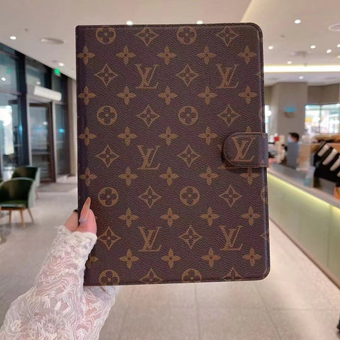 Luxusní Canvas Monogram Kůže Fresh Summer Theme Pattern Pouzdro Apple iPad Black