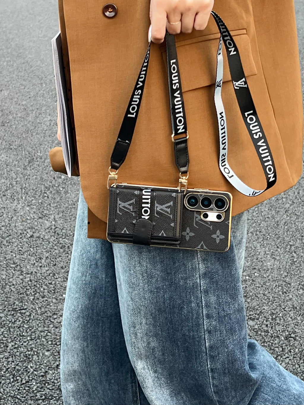 Luxury Crossbody Phone Case with Card Holder & Adjustable Shoulder Strap for Samsung