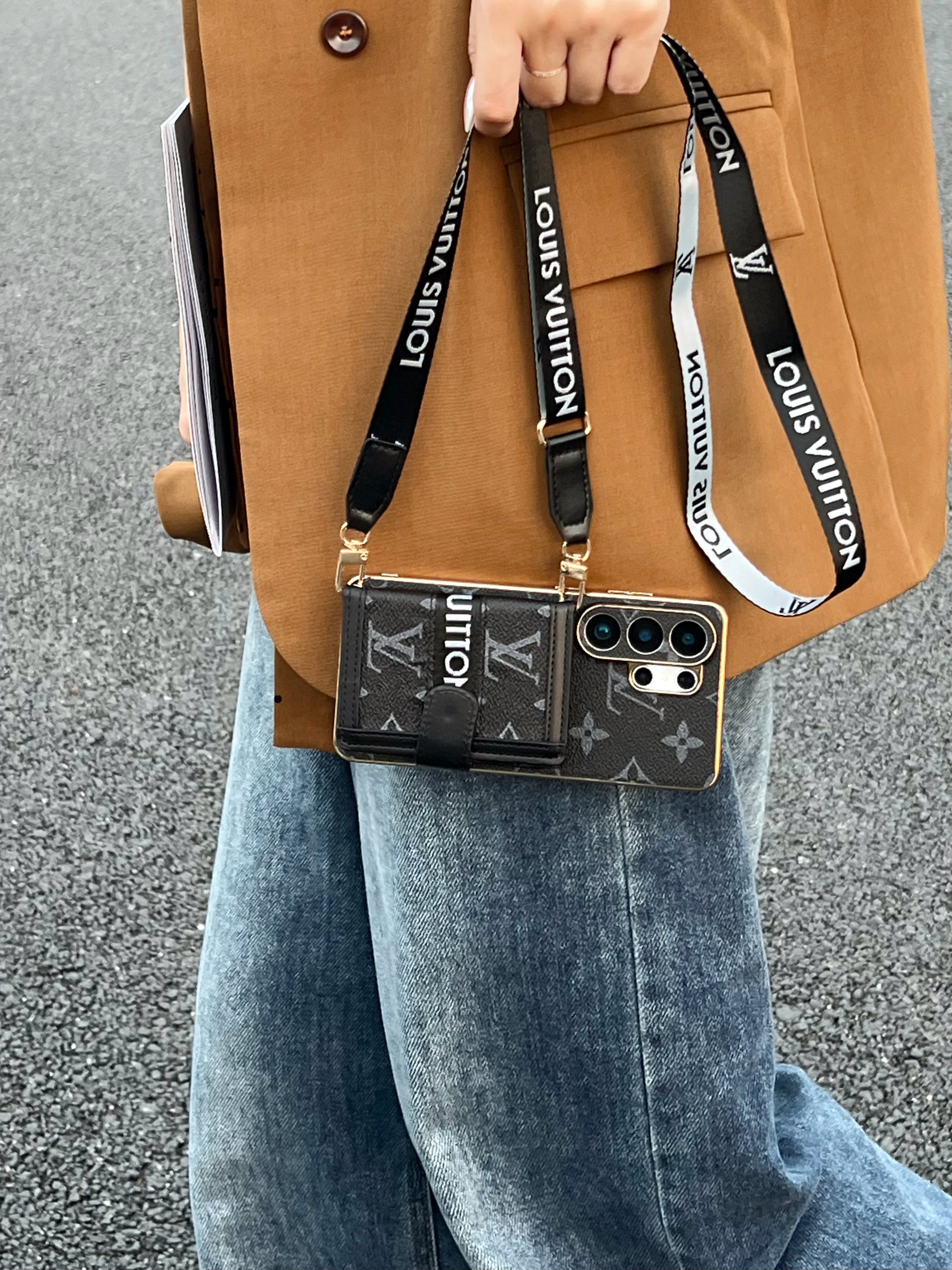 Luxury Crossbody Phone Case with Card Holder & Adjustable Shoulder Strap for Samsung