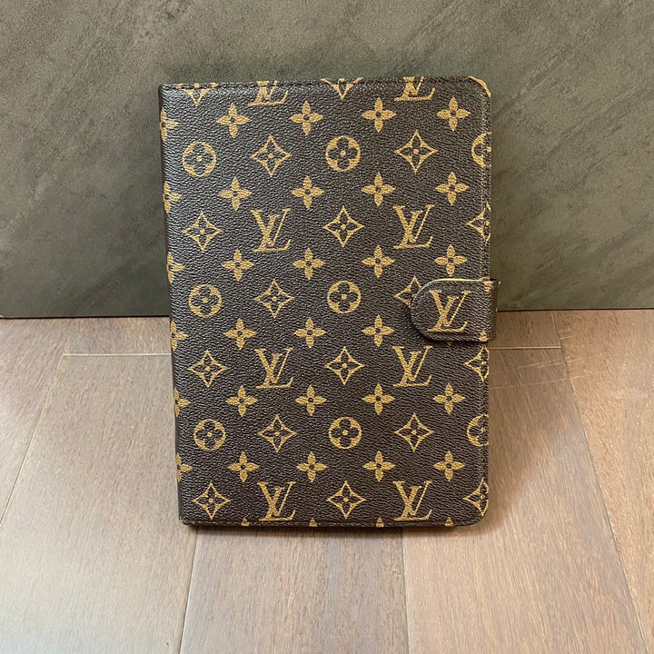 Elegante Monogramm-Leinen-Klapphülle für Apple iPad, schützende Ledertasche