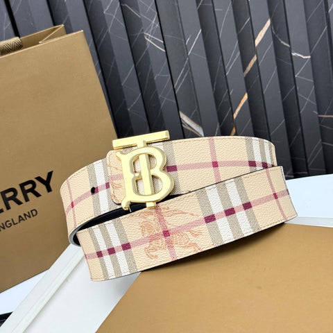 حزام جلدي للرجال مشبك TB Monogram/نمط المربعات
