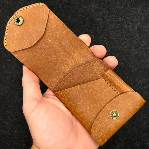 Kakavy Slim Leather Wallet with Pen Slot - Handcrafted Full-Grain EDC Wallet detail image 3
