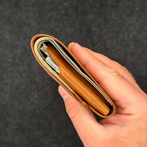 Kakavy Slim Leather Wallet with Pen Slot - Handcrafted Full-Grain EDC Wallet detail image 5