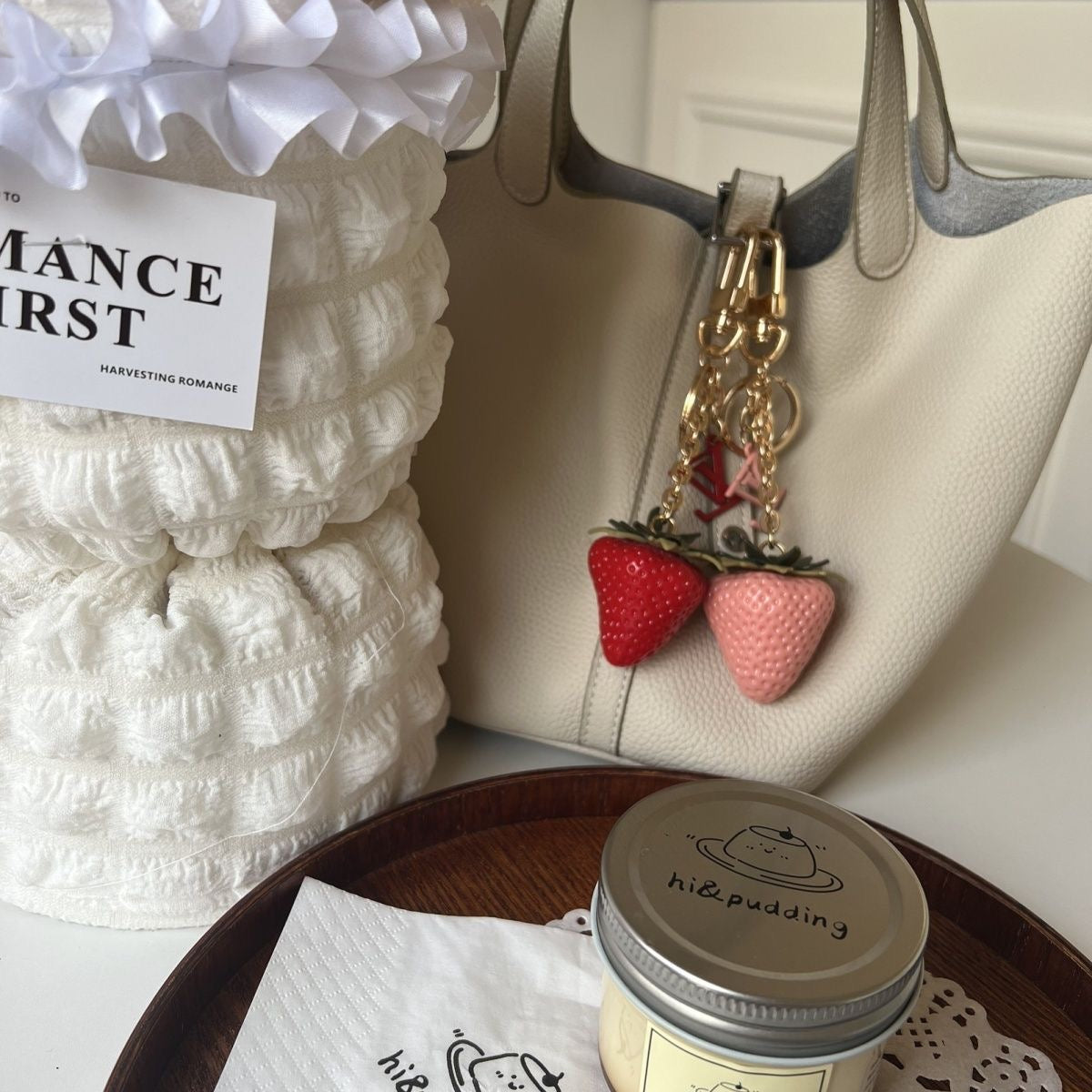 Strawberry Charm Keychain – Cute Fruit Pendant Accessory for Bags & Keys