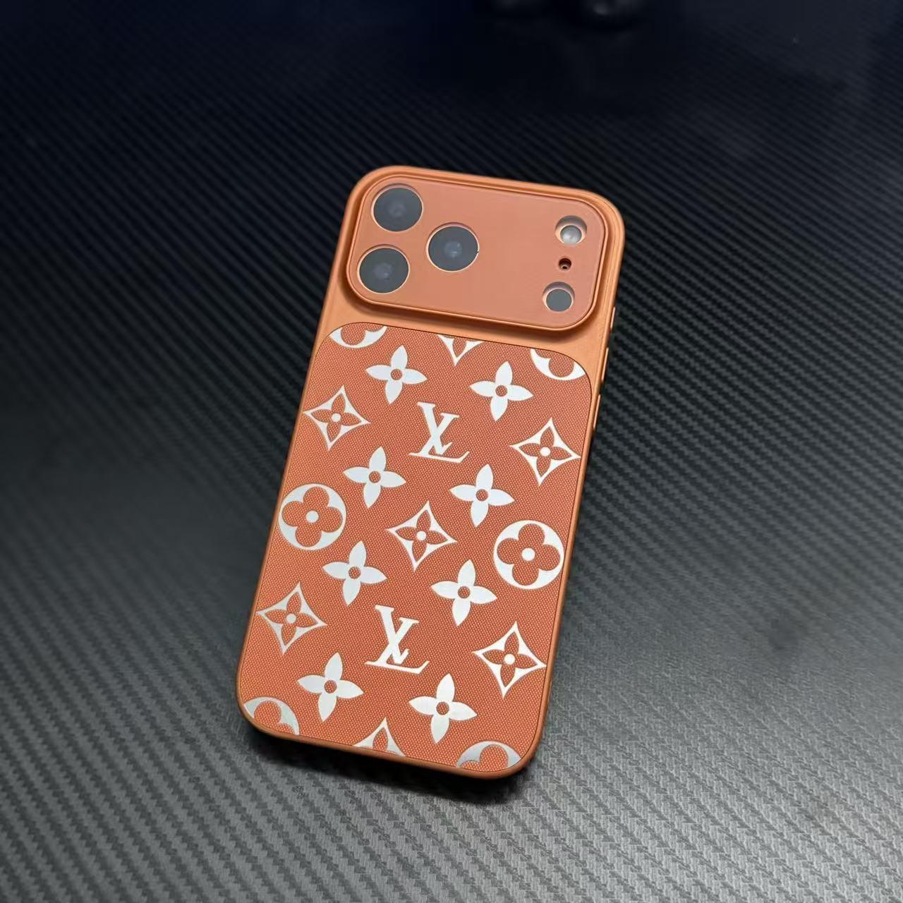 Luxury Monogram Pattern Leather Phone Case with Full Camera Protection