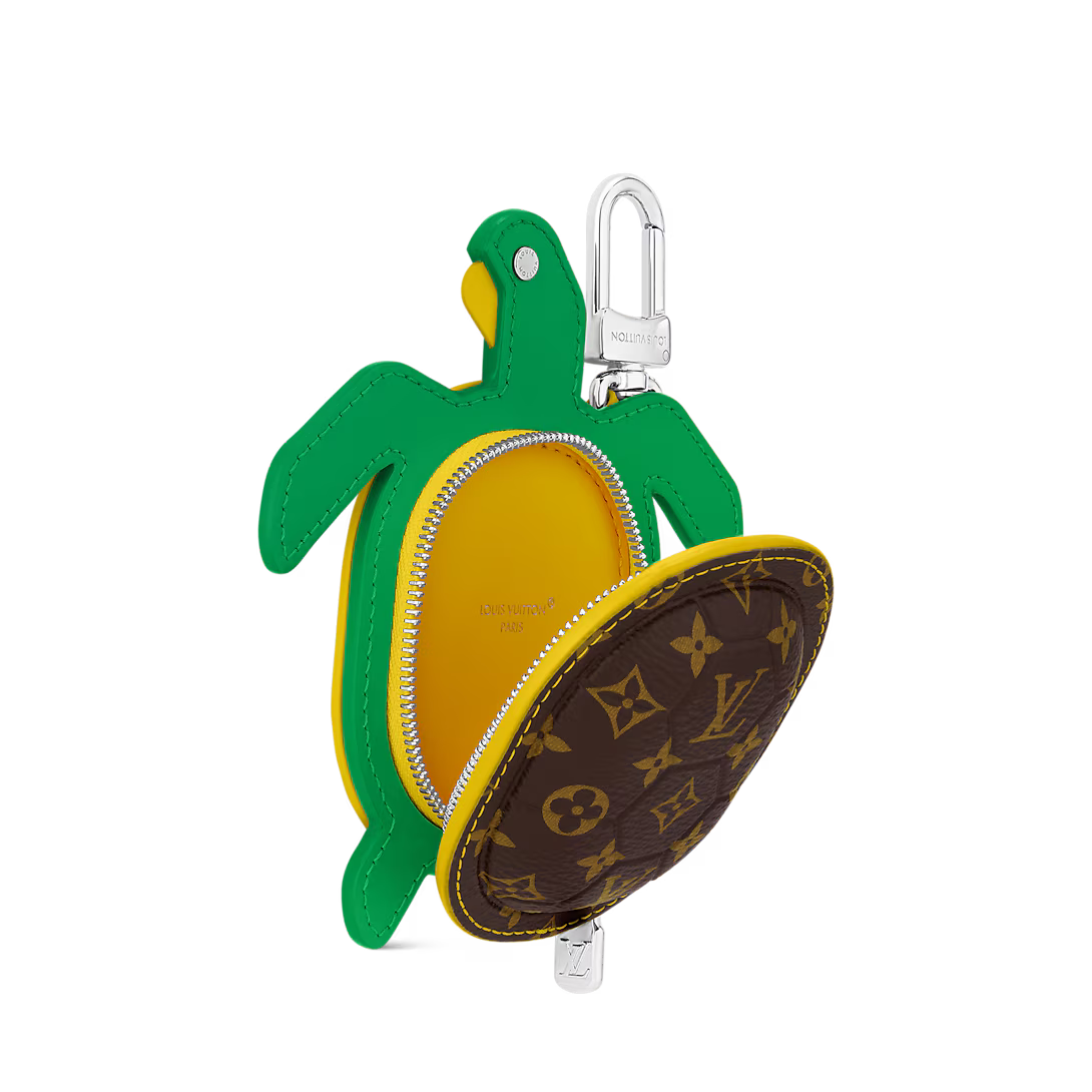 Cute Turtle-Shaped Monogram Keychain Charm