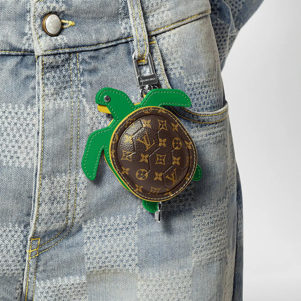 Cute Turtle-Shaped Monogram Keychain Charm
