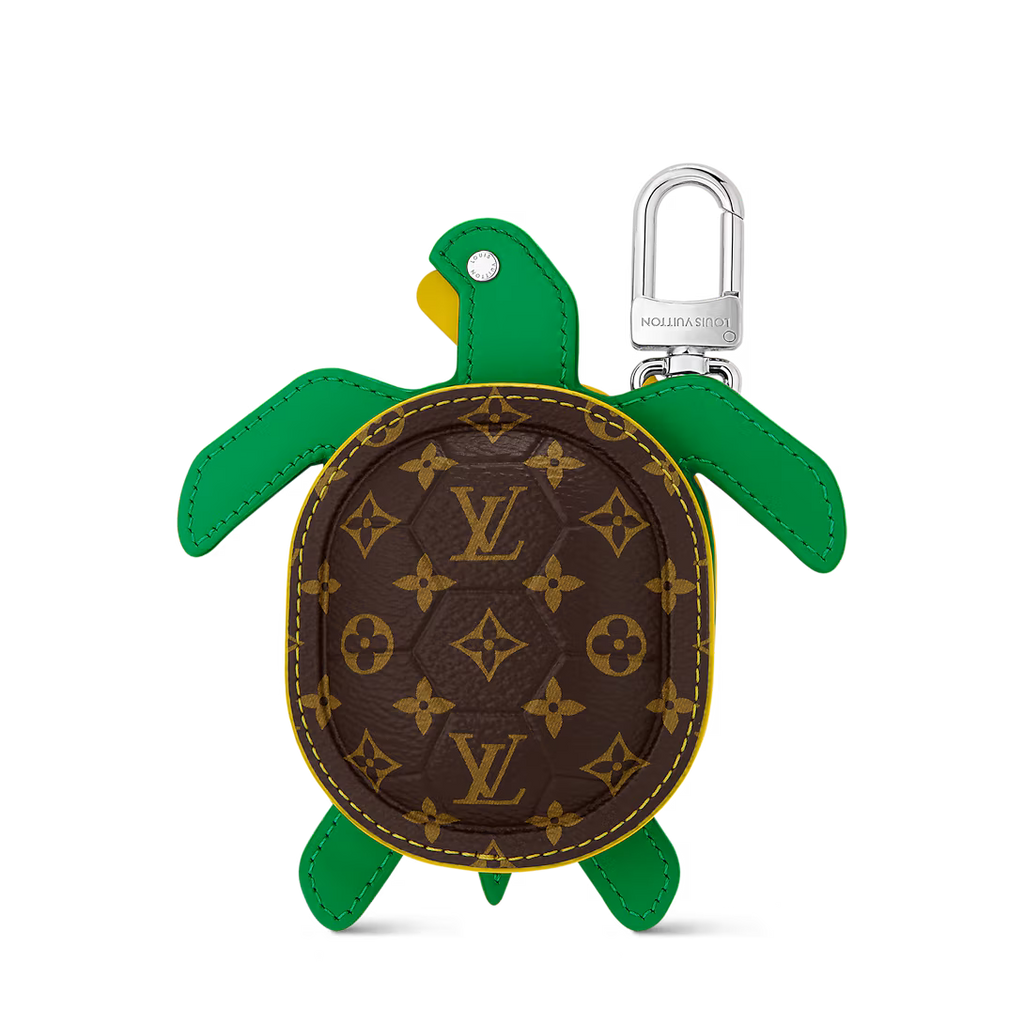Cute Turtle-Shaped Monogram Keychain Charm