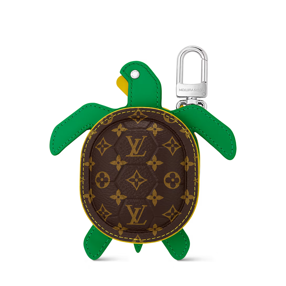 Cute Turtle-Shaped Monogram Keychain Charm