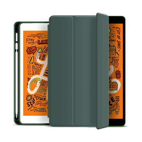 LÆDER FRISK SOMMER TEMA MØNSTER ÆBLE IPAD CASE MED BLYANTHOLDER