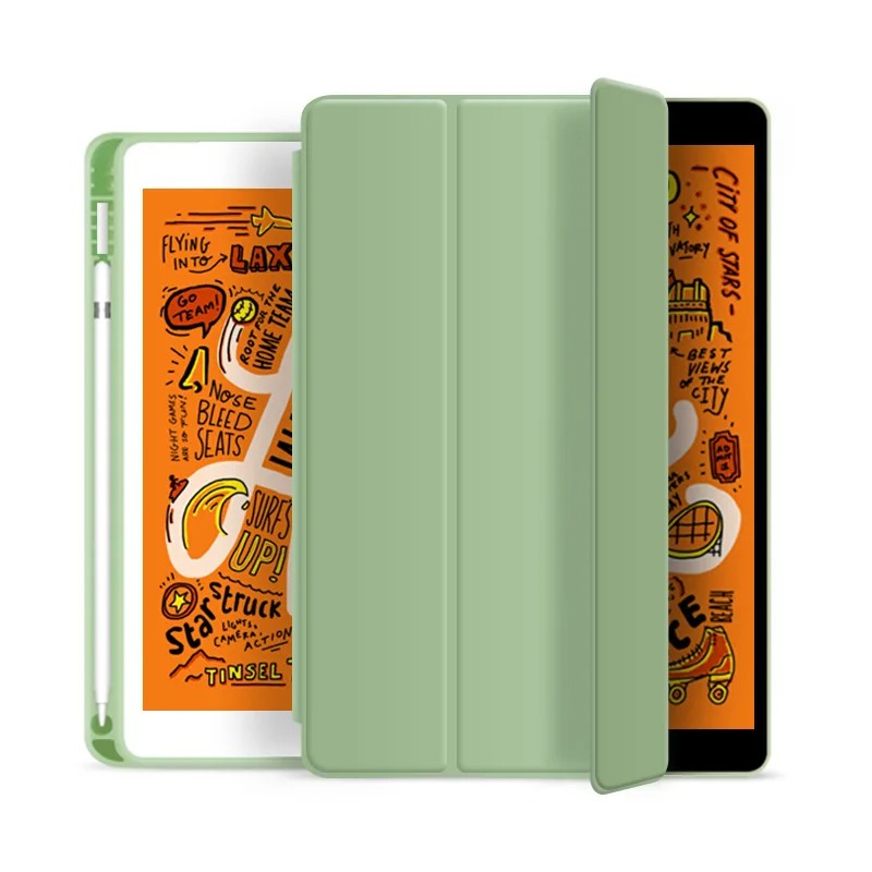LÆDER FRISK SOMMER TEMA MØNSTER ÆBLE IPAD CASE MED BLYANTHOLDER