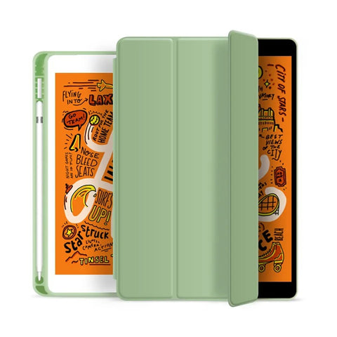 LÆDER FRISK SOMMER TEMA MØNSTER ÆBLE IPAD CASE MED BLYANTHOLDER