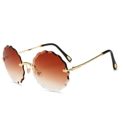 Luksus runde solbriller Damemærke Designer Solbriller uden kant til kvindelige farvetoner Mode Rosie Eyewear