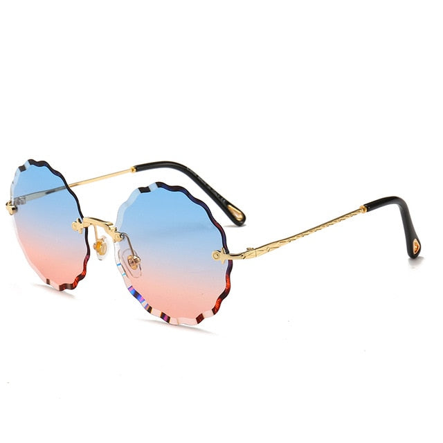 Luksus runde solbriller Damemærke Designer Solbriller uden kant til kvindelige farvetoner Mode Rosie Eyewear