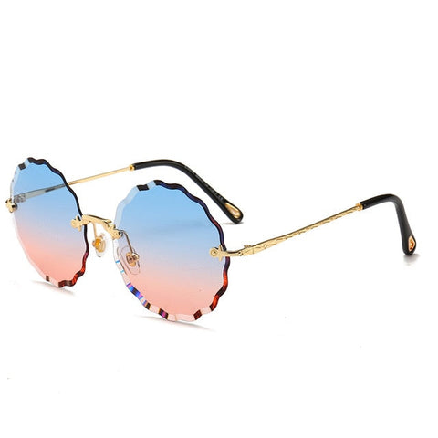 Luksus runde solbriller Damemærke Designer Solbriller uden kant til kvindelige farvetoner Mode Rosie Eyewear