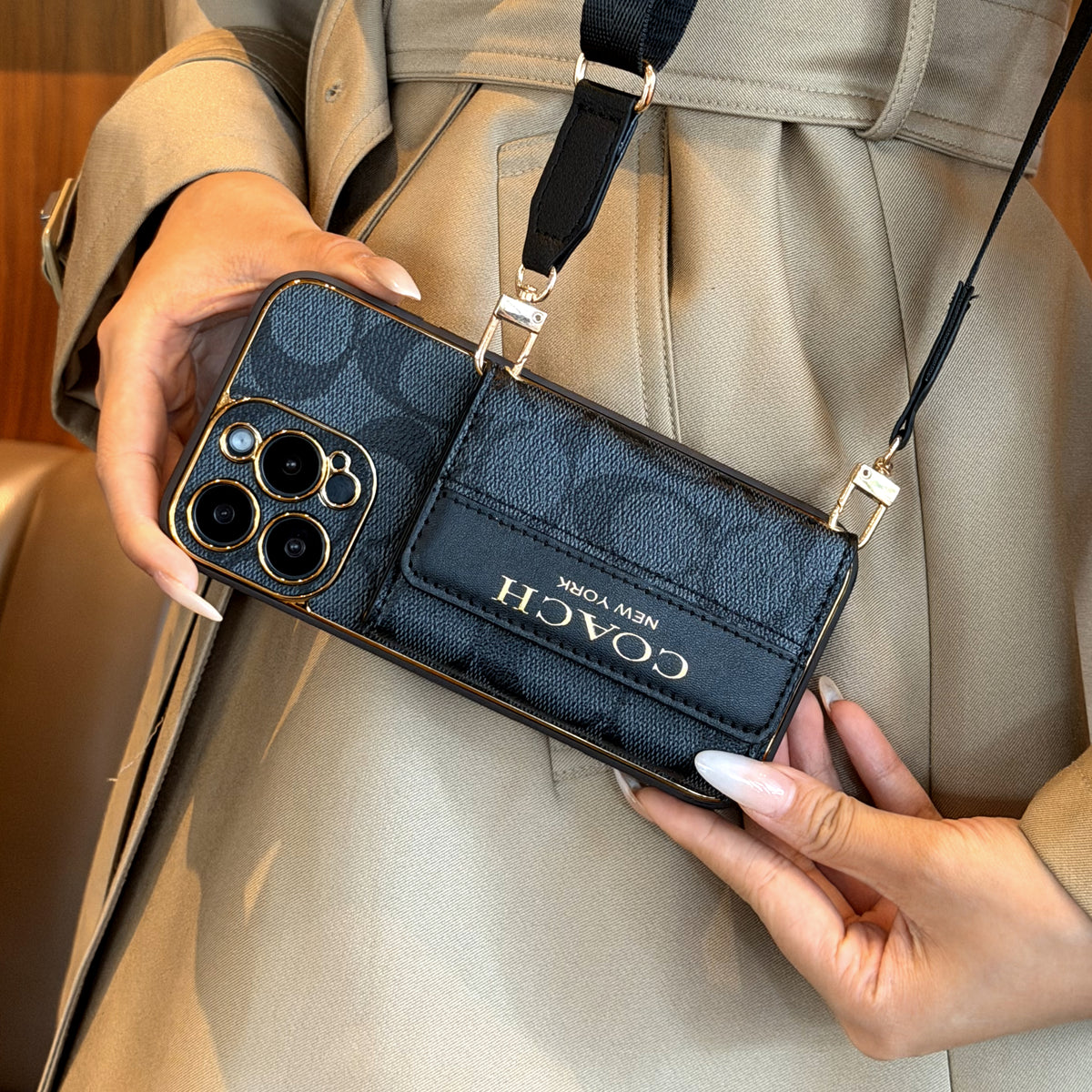 Black monogram crossbody phone case lifestyle detail 2
