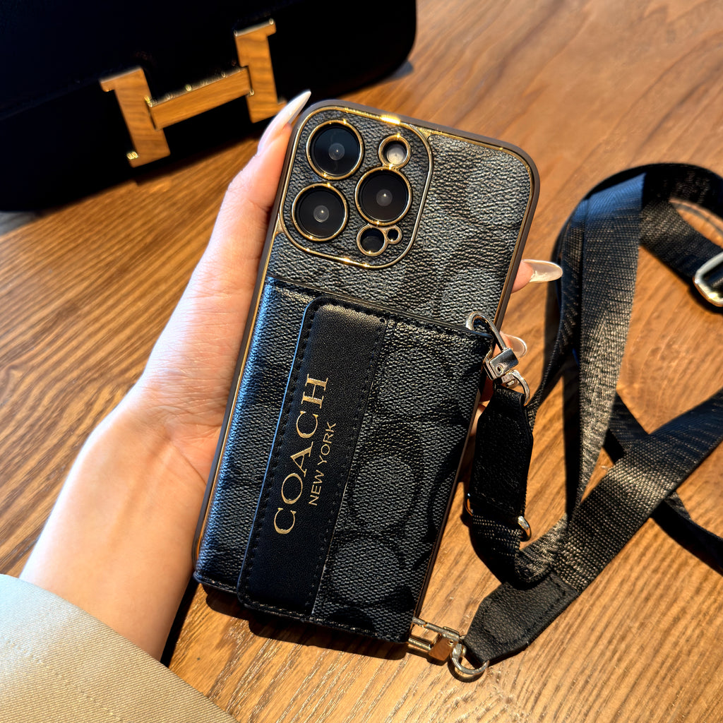 Black monogram crossbody phone case lifestyle detail 4