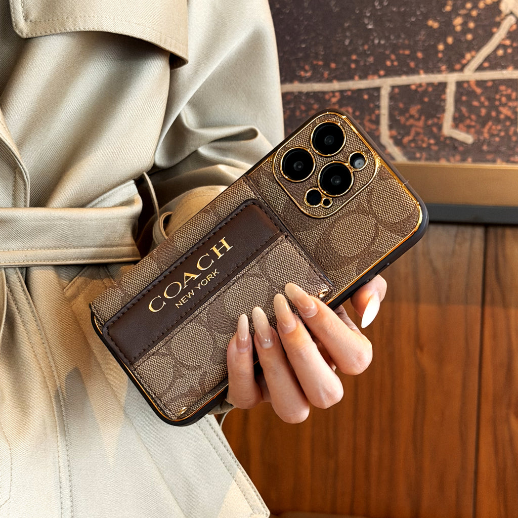 Brown monogram crossbody phone case detail 2
