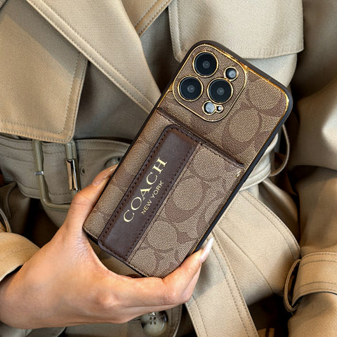 Brown monogram crossbody phone case detail 3